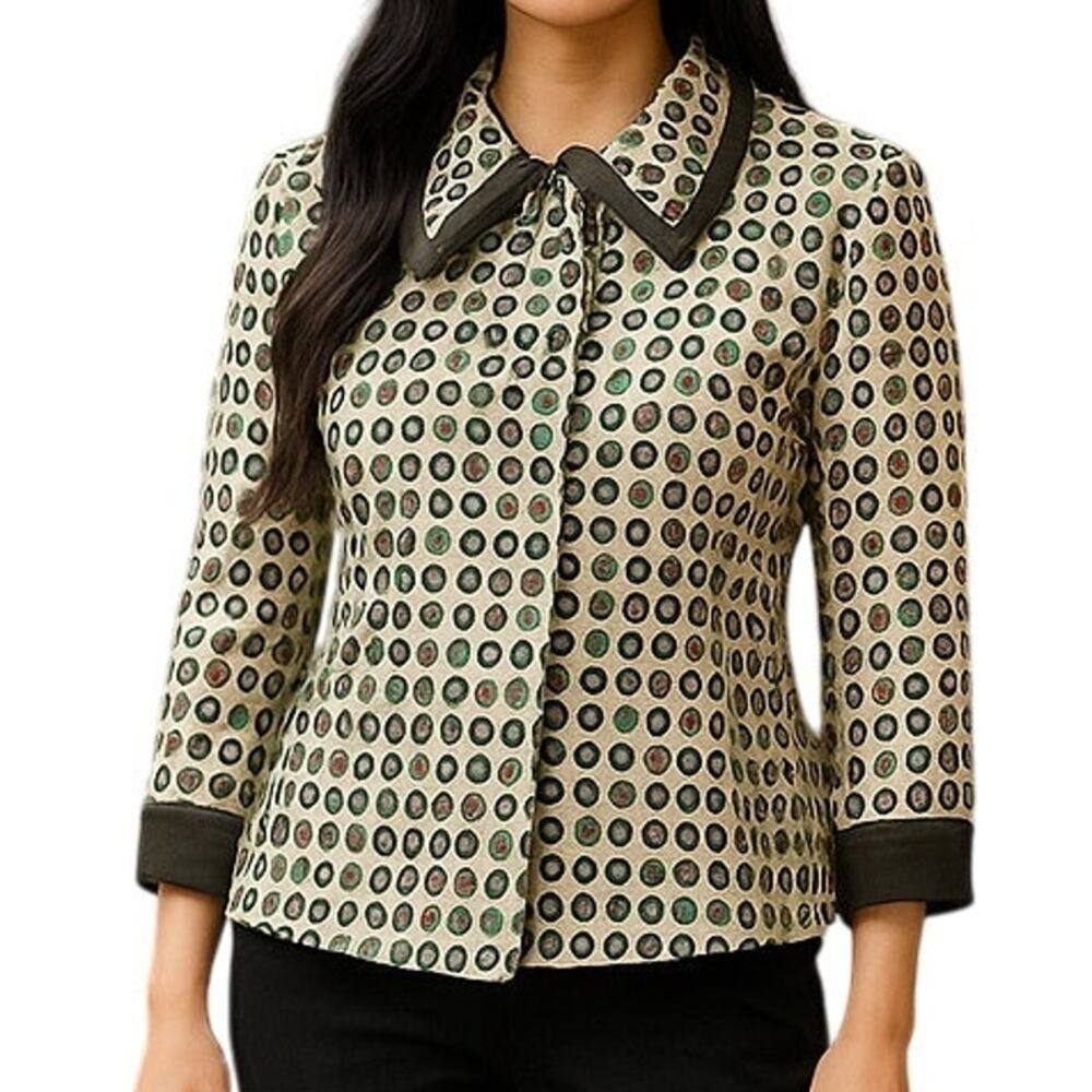 Vera Cristina Jacket Womens Small Circle Pattern Full Zip